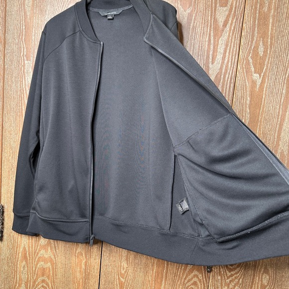 NWT MERCER + METTLE Black Double Knit Bomber Jacket Full Zip Rib Collar Cuffs Lg - Picture 7 of 9